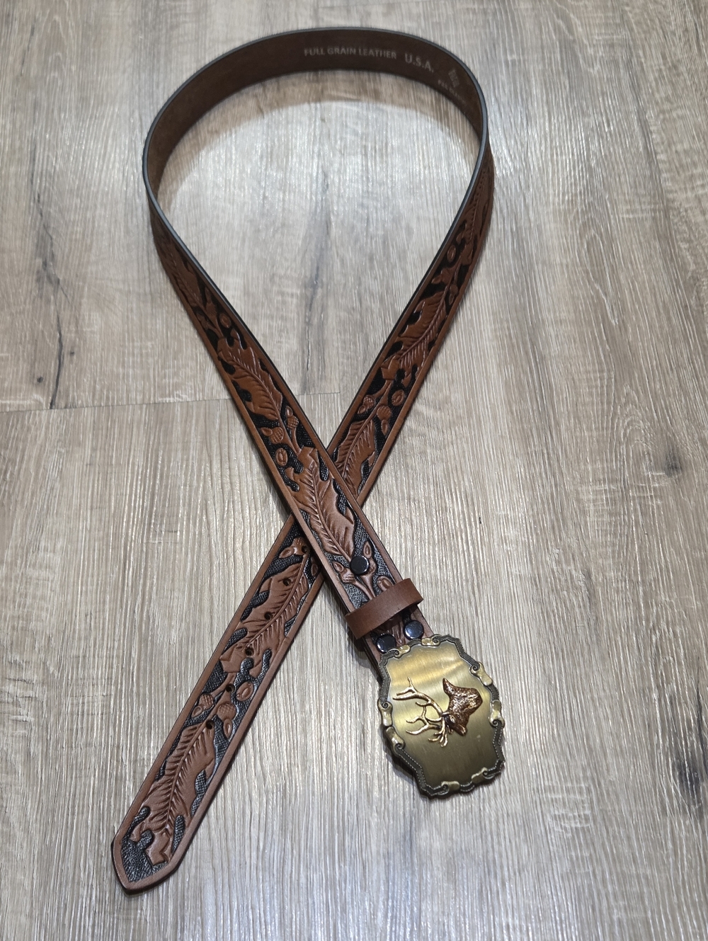Western Men's Preowned Full Grain Leather Belt Brown Size 50" Brown